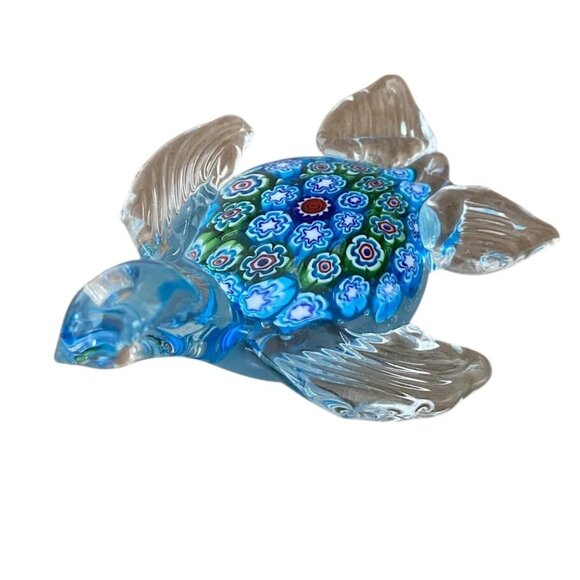 Murano Millefiori Glass Sea Turtle Paperweight – Hand Blown Art Glass, 4.5” - Picture 2 of 7